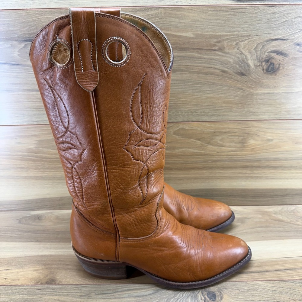 ALBERTA BOOT CO. Western Mens‎ 10.5 Cognac Vintage Tall Cowboy Boots